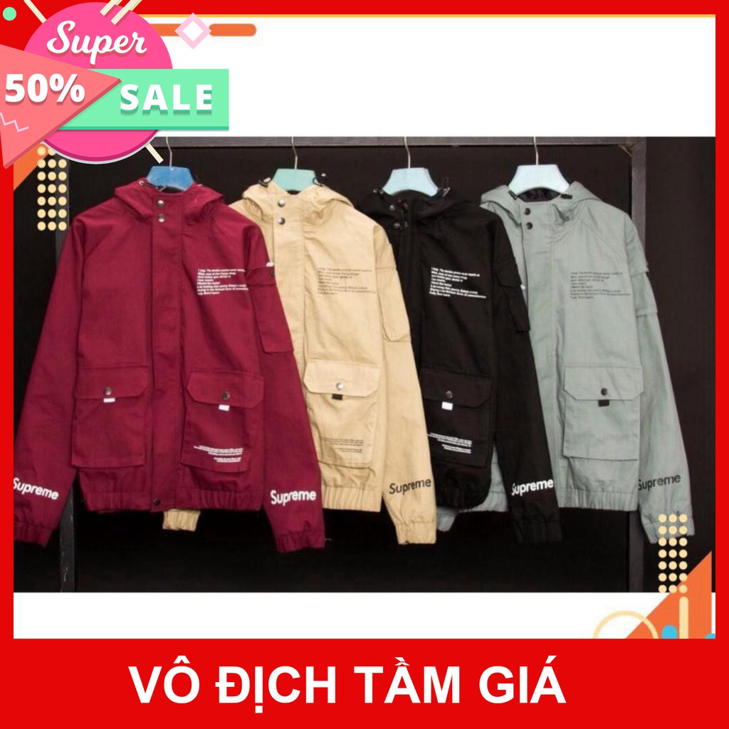 BANSI   ÁO KHOÁC DÙ IN CHỮ SUPREME TP