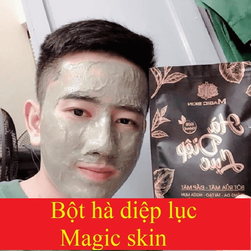 Bột Hà Diệp Lục Magic Skin 👍 Bột đắp mặt NGỪA MỤN SÁNG DA ✔ Se khít lỗ chân lông ✔ CHÍNH HÃNG