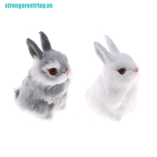 Mô Hình Thỏ Lông Trắng Trang Trí Xinh Xắn