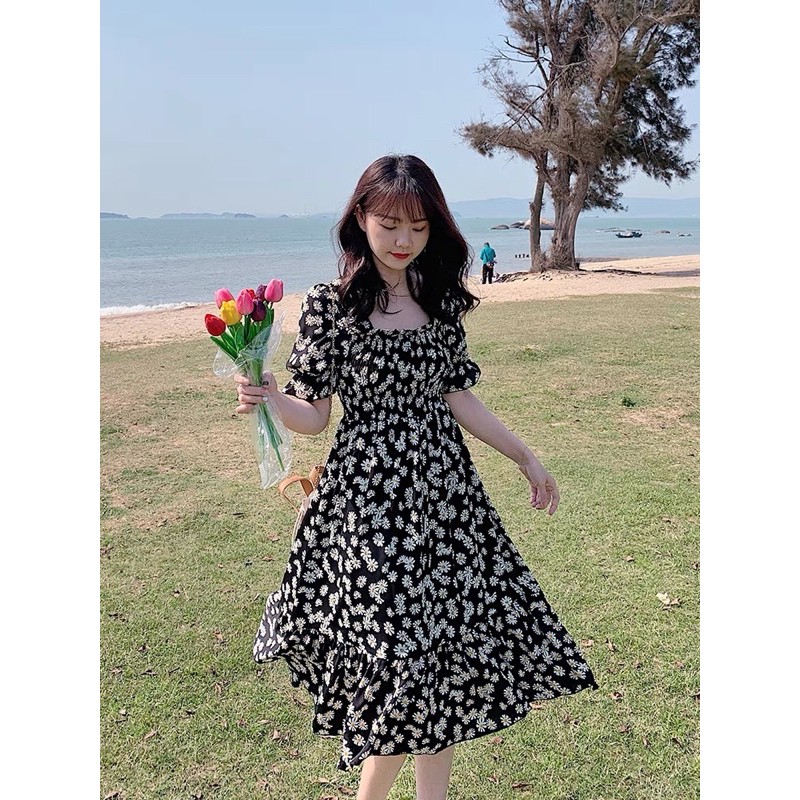 Đầm Hoa Cúc Thắt Nơ Lưng Phong Cách Hàn Quốc | BigBuy360 - bigbuy360.vn