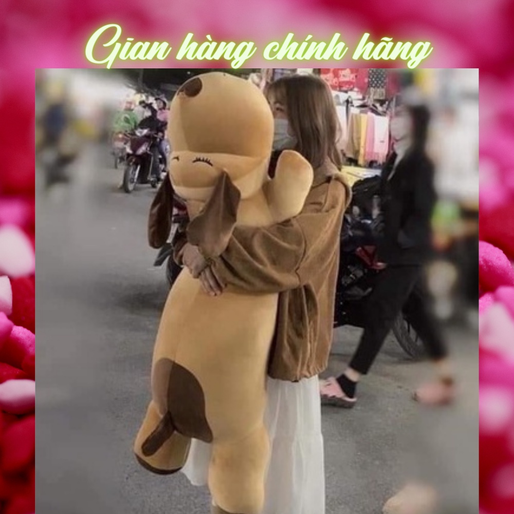 Gấu Bông Gối Ôm Chó Mũi Tim Tai Dài Siêu To Siêu Mềm Mịn Co Dãn 4 Chiều