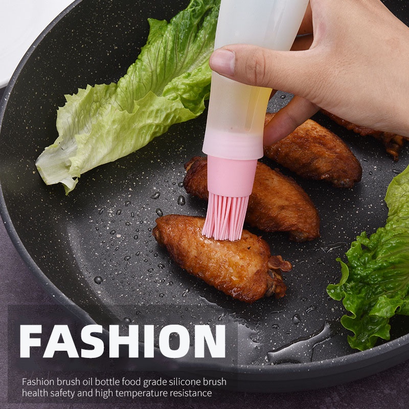 Chai đựng dầu có cọ phết HOUSEEKER làm từ silicon sử dụng tiện lợi