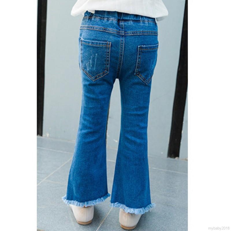 Quần jeans rách ống loe cho bé gái