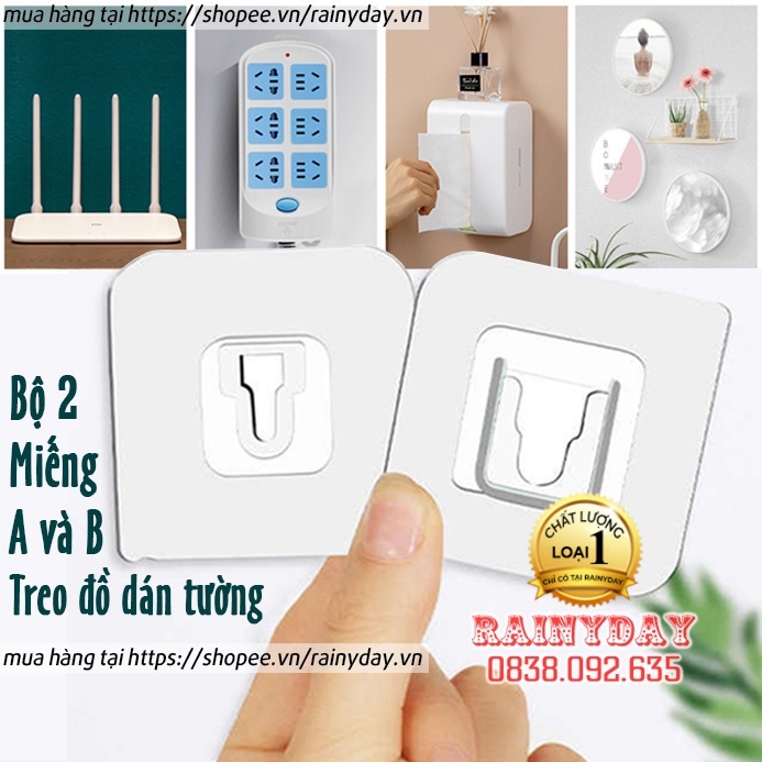 Miếng dán tường móc treo đồ dán gắn tường chữ U đa năng đỡ ổ cắm điện wifi tranh ảnh siêu dính chắc trong suốt