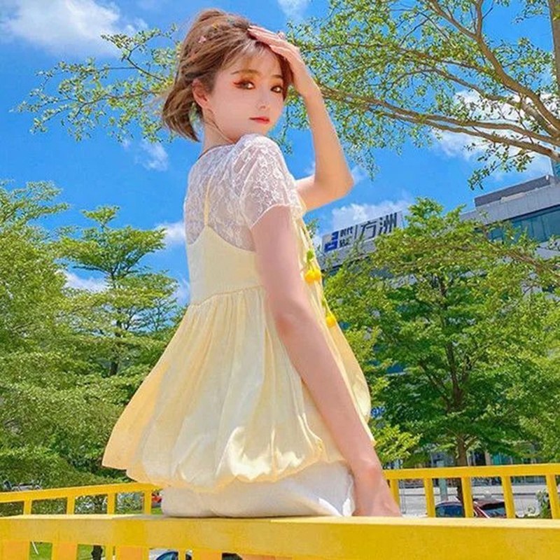 Áo hai dây IELGY dáng ngắn mỏng đơn giản trẻ trung cho nữ