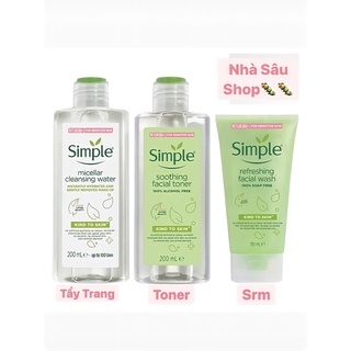 Combo simple - bộ 3 nước tẩy trang, sữa rửa mặt, toner simple - nhà sâu shop