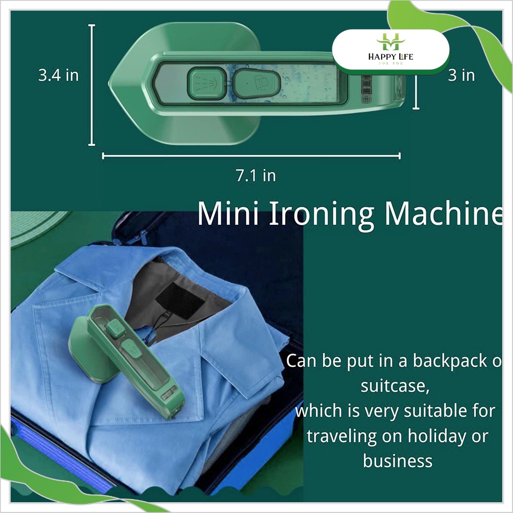 Bàn ủi mini du lịch, bàn ủi hơi nước cầm tay nhỏ gọn tiện dụng 2 in 1 - Happy Life 4U