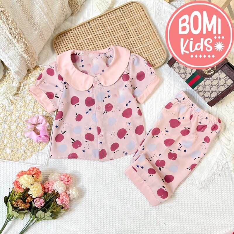 [ 10kg - 30kg ] Đồ Bộ Mặc Nhà Pijama Lụa Mango Ngố Lửng Cho Bé Gái