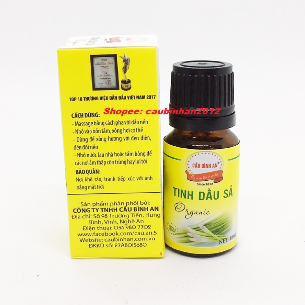 Tinh Dầu Sả Cầu Bình An Chai 10ml Nguyên Chất 100%