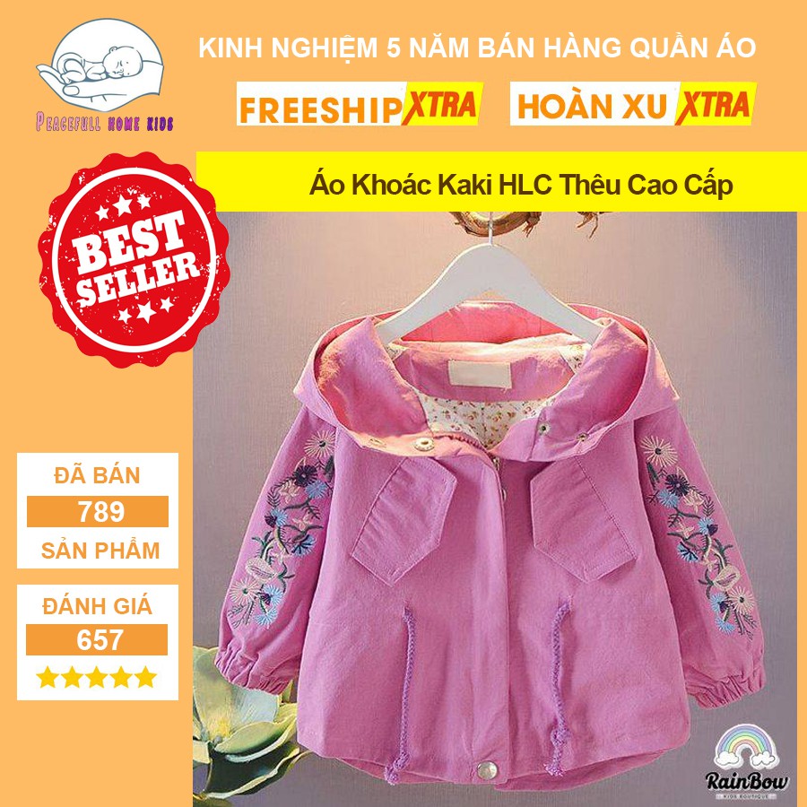 Áo Khoác Kaki Cho Bé HLC Thêu Cao Cấp - Peacefull - KHLC