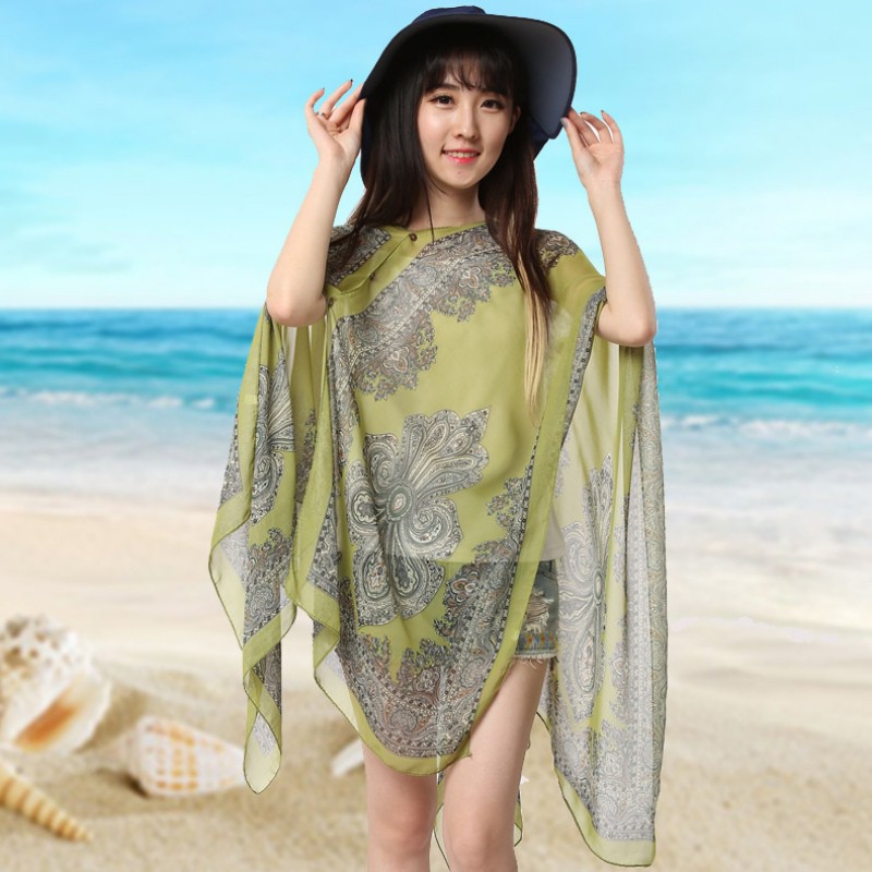 Áo choàng voan phong cách Boho xinh xắn cho nữ dùng khi đi biển