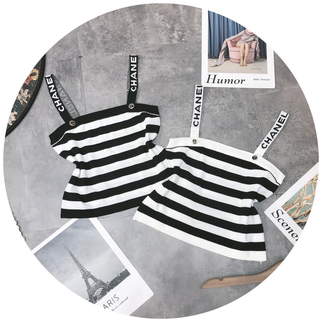 [Mã WASKT410K giảm 10K đơn 50K] Áo 2 dây len mỏng kẻ, dây chữ 88 ( kèm ảnh thật ) | BigBuy360 - bigbuy360.vn