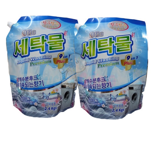 Nước giặt xả Otic Hàn Quốc bịch 2.4kg cao cấp 9 in 1 giặt sạch thơm lâu bền vải - nước giặt xả cao cấp đánh bay mọi vết