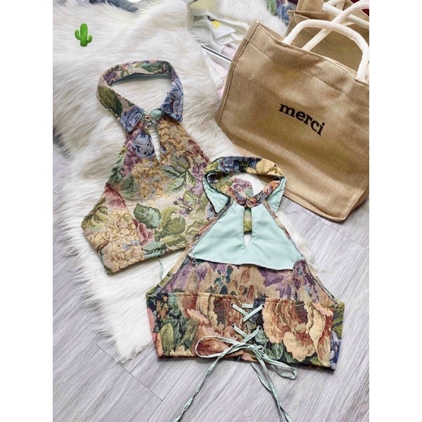 Áo 2 Dây Thổ Cẩm Rút Ngực , Phong Cách Retro Croset Pháp ( KÈM ẢNH THẬT ) | BigBuy360 - bigbuy360.vn