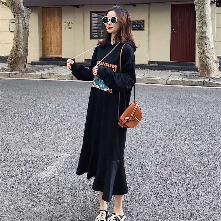 [Linin] Đầm Đuôi Cá Dáng Dài Rộng Cỡ Lớn Thời Trang Xuân Thu Cho Nữ