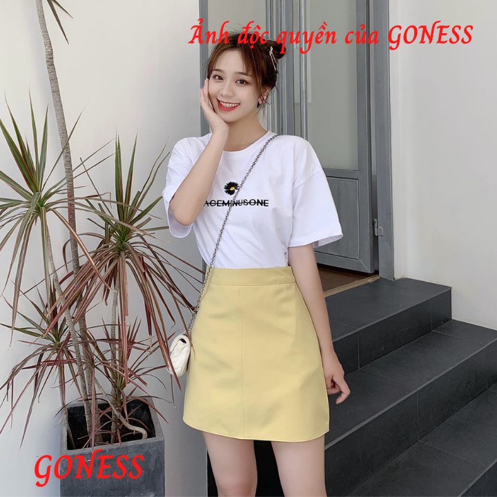 Chân váy chữ a Goness màu vàng chanh công sở thời trang