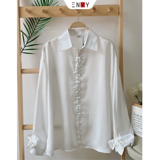 Áo sơ mi lụa tay nơ ENVY S117 công sở thiết kế