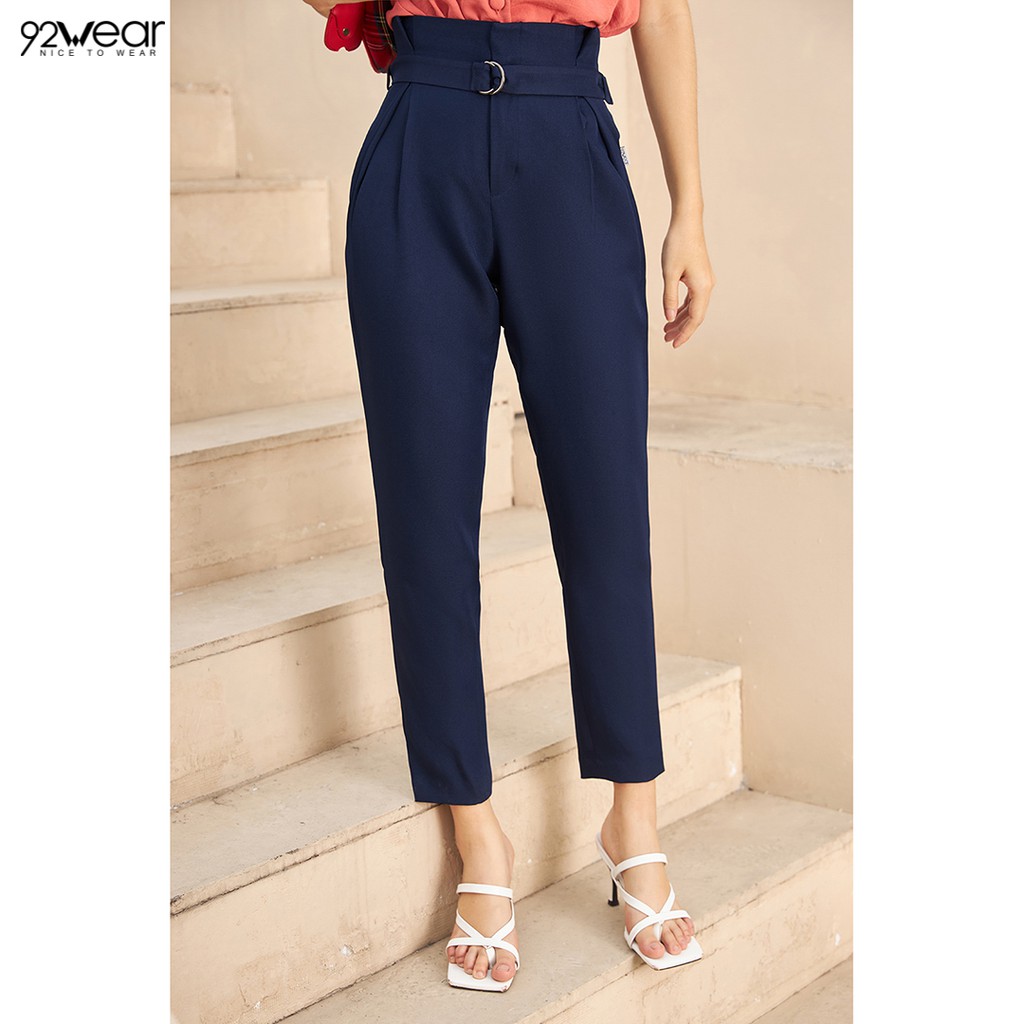 Quần baggy nữ công sở 92WEAR (3 MÀU), đủ size, cạp liền xếp ly QGW0993 | BigBuy360 - bigbuy360.vn