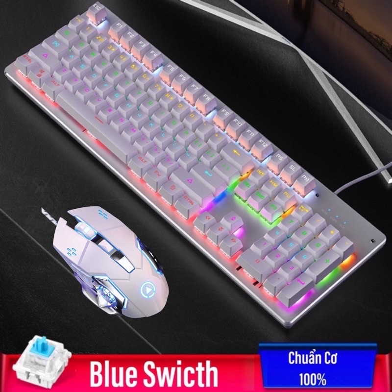 COMBO Bàn PHím Cơ Gaming ZK4 Nút Vuông Led Nhiều Chế Độ Kèm Chuột G15 Điều Chỉnh DIP Có Led Tự Đổi Màu Chuyên Game