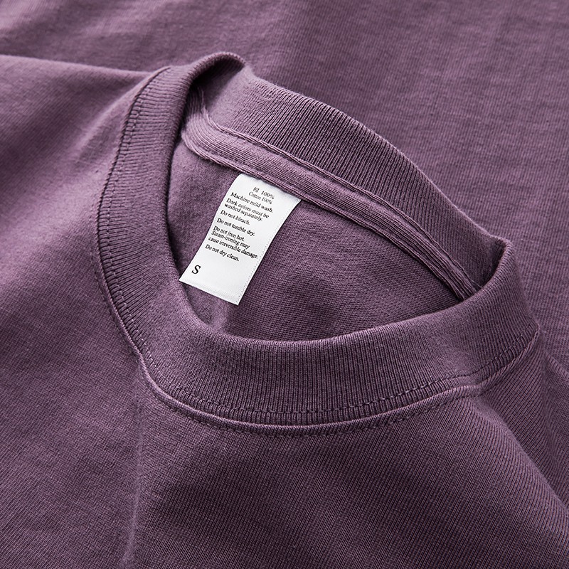 260G Áo thun 100% vải Cotton chải kĩ, loại bỏ lông thừa - Định lượng 260gsm - Áo Phông Màu Tím form Unisex Mùa Hè 2022
