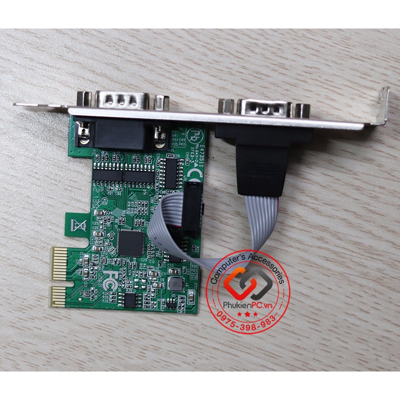 Card PCIE ra 2 COM RS232 chip AX99100 có bo lùn cho SFF (low profile bracket)