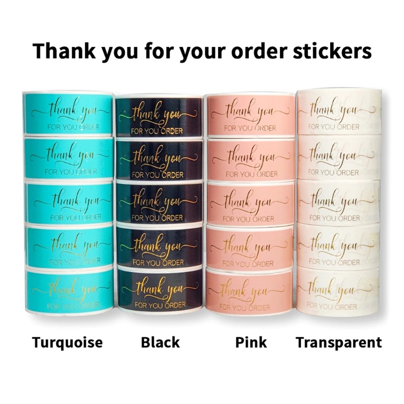 Bộ 120 Miếng Dán In Chữ Thank You for Your Order Trang Trí Hộp Kẹo