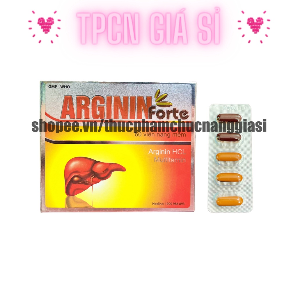 Bổ gan Arginin cà gai leo, diệp hạ châu, giúp tăng cường chức năng gan, hạ men gan, mát gan, giải độc gan - Hộp 60 viên