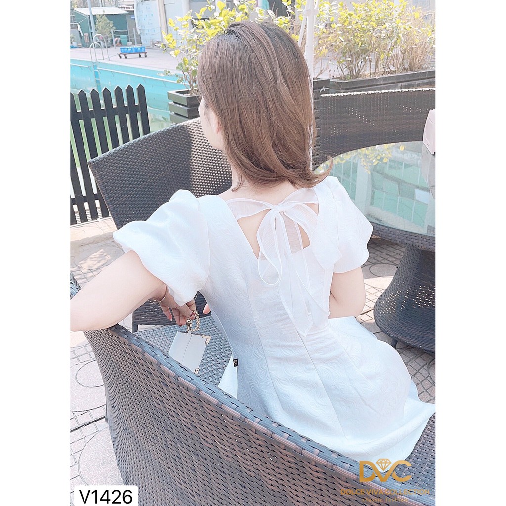 Váy xòe trắng cổ chữ U V1426 - Đẹp Shop DVC (Kèm ảnh thật trải sàn do shop tự chụp) | BigBuy360 - bigbuy360.vn