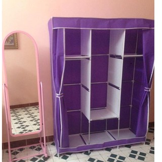 tủ vải 3 buồng 8 ngăn màu tím khung inox