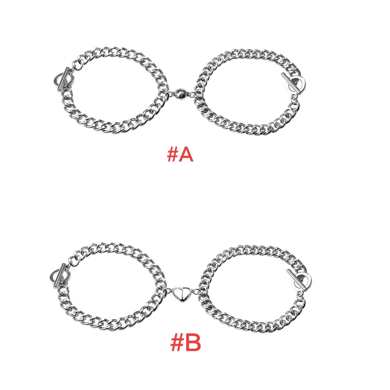Set 2 vòng tay chuỗi hạt/ trái tim đính nam châm cho cặp đôi
