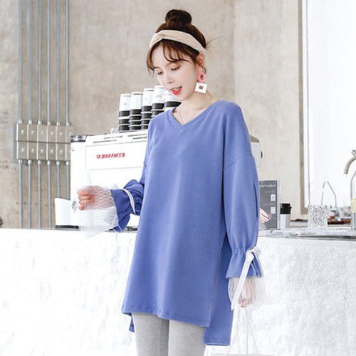 ☫♂❁Bộ đồ mùa xuân cho bà bầu  Fashion Net Red giữa dài dệt kim rời t -bộ hai mảnh thu áo len