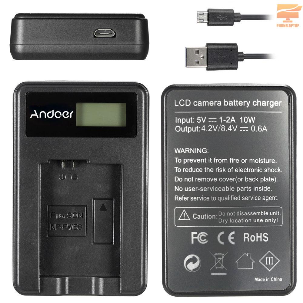 Lapt Andoer NP-FW50 2 Pack 7.4V 1500mAh Rechargeable Li-ion Battery with LCD USB Charger Kit for Sony Alpha a7 (II) a7R(II) a7S(II) A3000 A5000 A5100 A6000 NEX-3 NEX-3N NEX-5 NEX-5N NEX-5R NEX-5T NEX-6 NEX-7