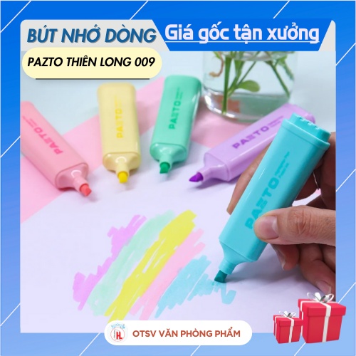 Bút dạ quang màu Pastel Thiên Long Flexoffice Pazto FO-HL009/VN - Bút dạ quang rửa được - Không để lại vết khi Photocopy