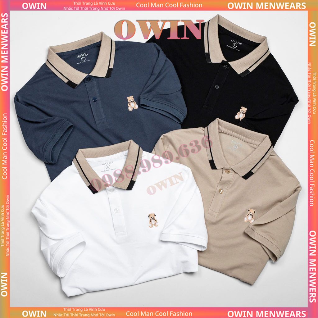 Áo Polo nam Teader, Áo thun nam cổ bẻ in hình gấu chất liệu cá sấu cotton chuẩn xịn AT04 OWIN