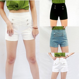 quần short jean kaki nữ co giãn lưng cao