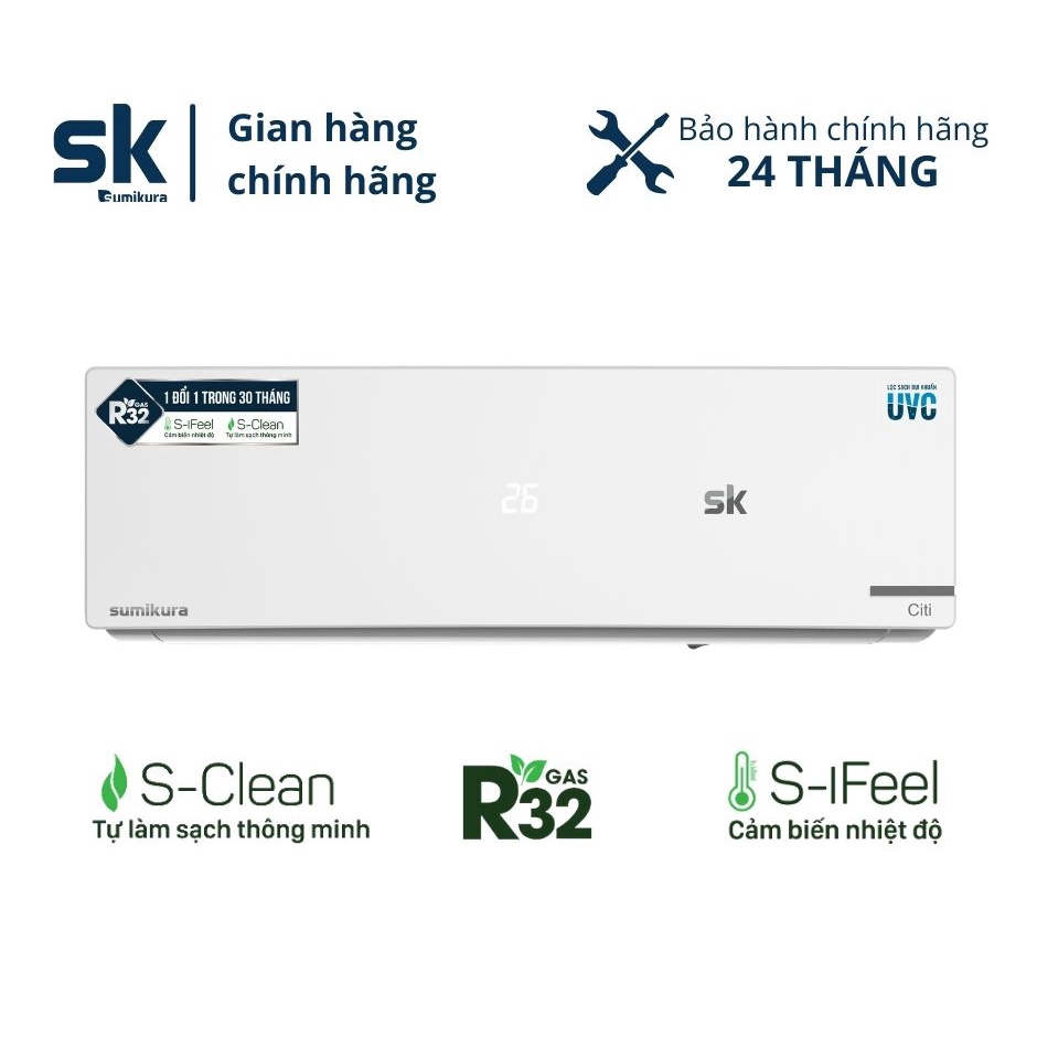 [Mã ELHA10 giảm 6% đơn 5TR] Điều hòa R32 1.5 ngựa SK Sumikura APS/APO-120CITI 1 chiều