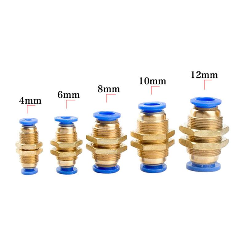 Ống Nối Khí Nén Một Chạm Bằng Đồng Thau 6mm 10mm OD
