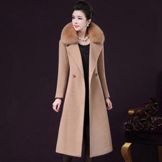 ÁO DẠ CỔ LÔNG DÁNG DÀI HÀNG QUẢNG CHÂU CAO CẤP