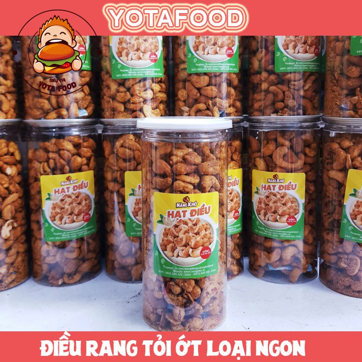 Hạt Điều Rang Tỏi Ớt Loại 1  hũ pet cao cấp 500gram | Yotafood