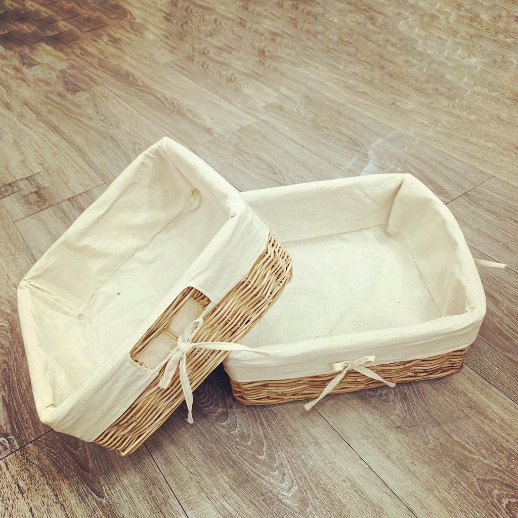 Rổ mây vuông đựng đồ decor - ảnh thật