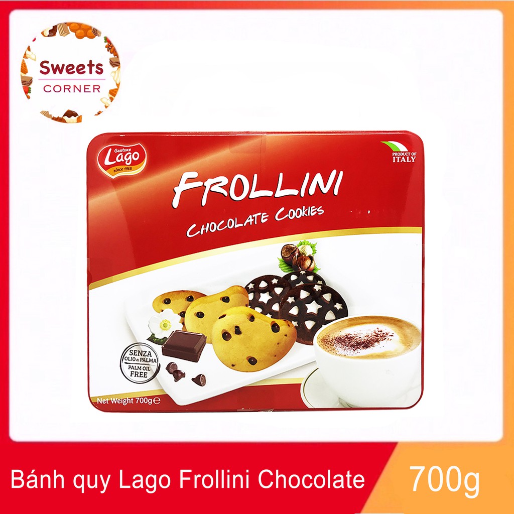 Bánh quy hộp sắt Lago Frollini Chocolate cookies 700g