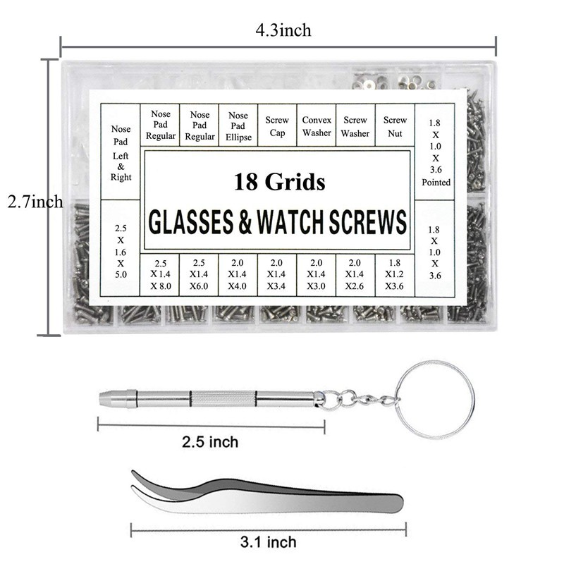 Bộ dụng cụ sửa chữa gồm ốc vít 12 cặp đệm mũi tua vít nhíp vải lau kính cho đồng hồ đeo tay kính đeo mắt