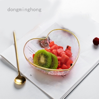 Dongminghong Starefow Bát Ăn Gia Vị/Giấm/Gia Vị Bằng Thủy Tinh Cứng Trong Suốt Hình Trái Tim Màu Vàng Kim