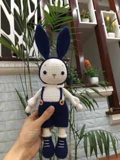 Combo cặp thỏ handmade móc bằng len jean