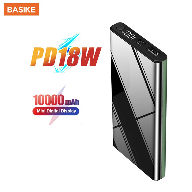 BASIKE 10000mAh Power Bank PD18W fast charge digital display with charging cable