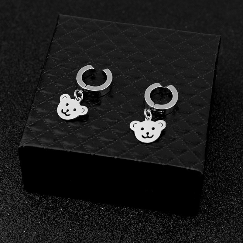 Khuyên Tai Hình Gấu Bằng Thép Titan Phong Cách Đơn Giản Dễ Thương 19466