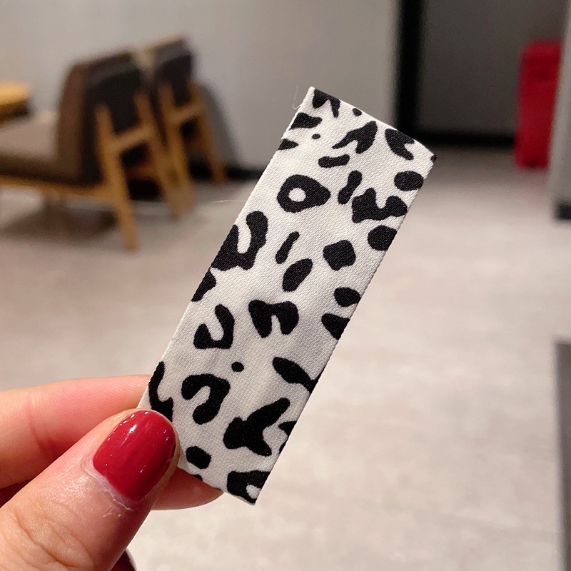 Kẹp tóc vải hình vuông họa tiết da báo phong cách retro thời trang thu đông mới