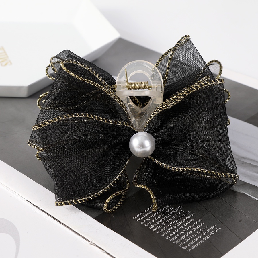 Kẹp Tóc Nơ Lưới Đính Ngọc Trai Thời Trang Hàn Quốc