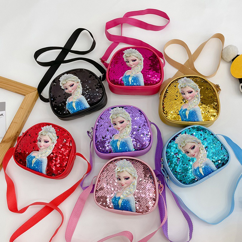 Túi Đeo Chéo Vai Đính Sequin Lấp Lánh Họa Tiết Hoạt Hình Dễ Thương Thời Trang Mùa Hè Cho Bé Gái