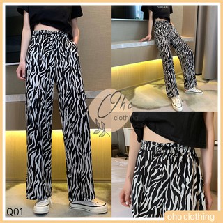Quần Nữ Ống Rộng Họa Tiết Vằn Đen Trắng Q01 - Có Ảnh Thật - Oho Clothing